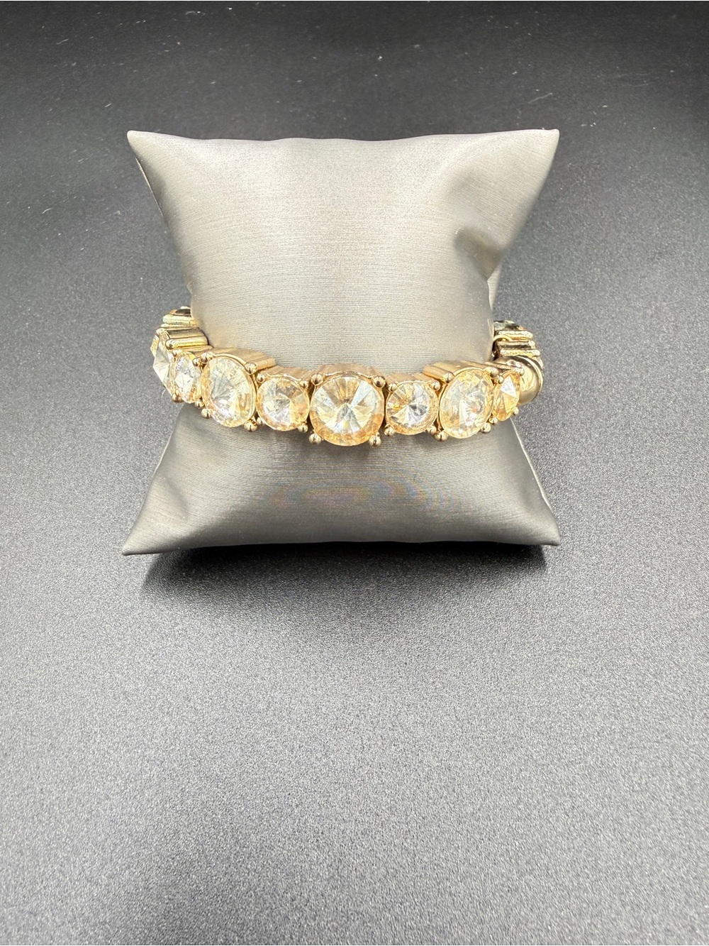 Gold-Tone Crystal Tennis Bracelet - Sparkling Clear Stones